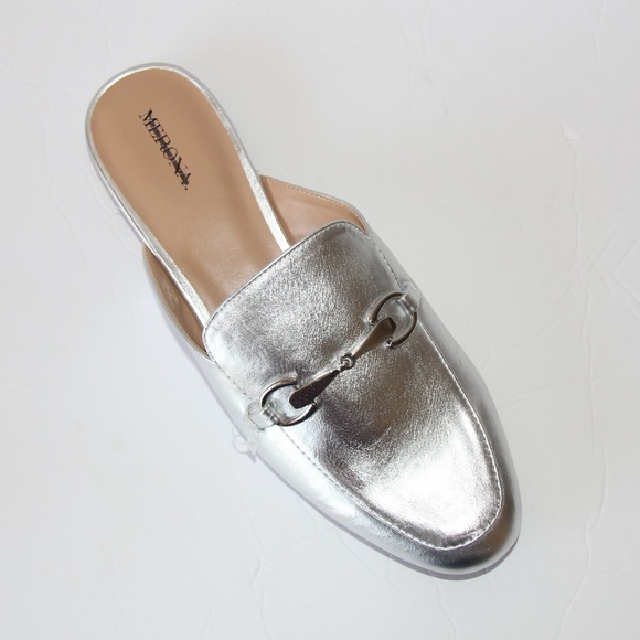 silver backless loafers